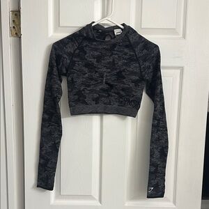 Gymshark Black Camo Long Sleeve Crop Top